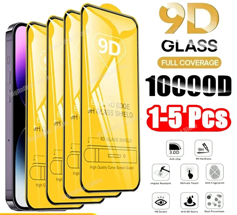 1-5PCS 9D Screen Protector Tempered Glass for IPhone 14 ProMax