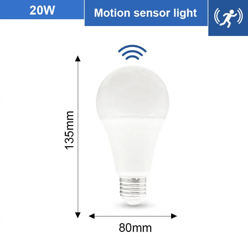 PIR-rörelsesensor LED-lampa 6W 9W 12W 15W 18W 20W E27 Radarsensorljuslampa Lamparas 110V 220V För hemtrappa