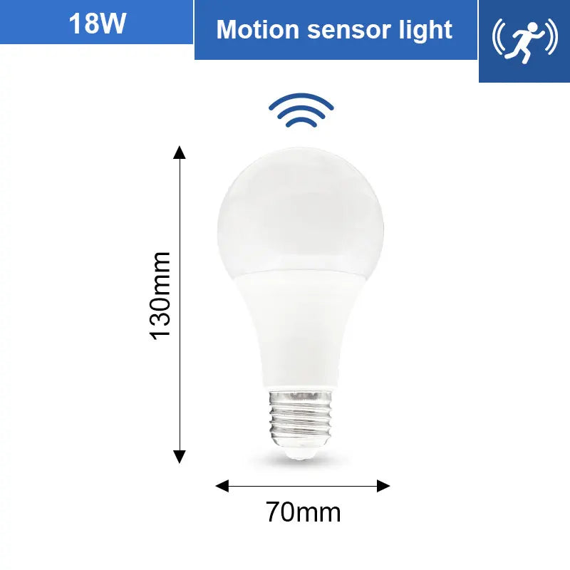 PIR-rörelsesensor LED-lampa 6W 9W 12W 15W 18W 20W E27 Radarsensorljuslampa Lamparas 110V 220V För hemtrappa