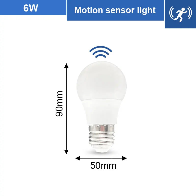 PIR-rörelsesensor LED-lampa 6W 9W 12W 15W 18W 20W E27 Radarsensorljuslampa Lamparas 110V 220V För hemtrappa