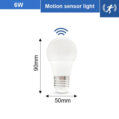 PIR-rörelsesensor LED-lampa 6W 9W 12W 15W 18W 20W E27 Radarsensorljuslampa Lamparas 110V 220V För hemtrappa