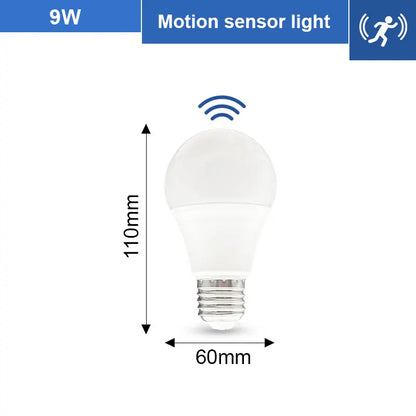 PIR-rörelsesensor LED-lampa 6W 9W 12W 15W 18W 20W E27 Radarsensorljuslampa Lamparas 110V 220V För hemtrappa