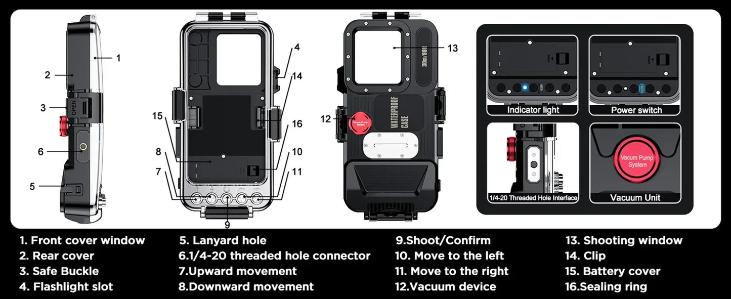 Professional Waterproof Depth for Diving Phone Case For iPhone