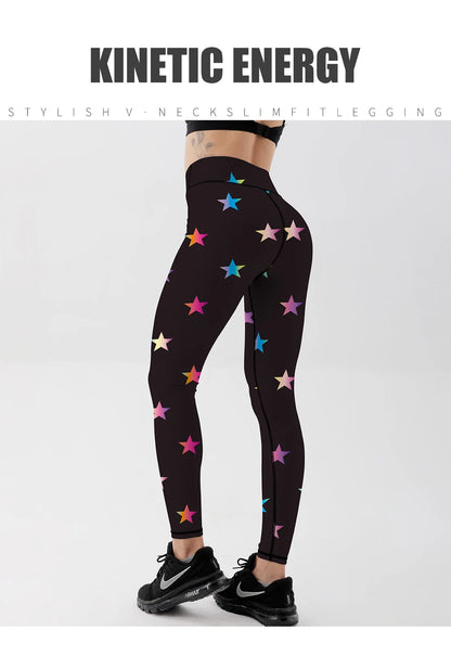 Kvinnors stjärnmönster tryckta Leggings