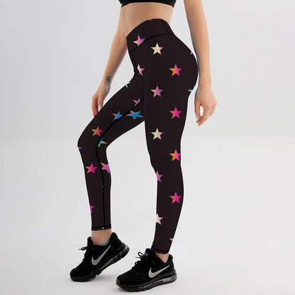 Kvinnors stjärnmönster tryckta Leggings