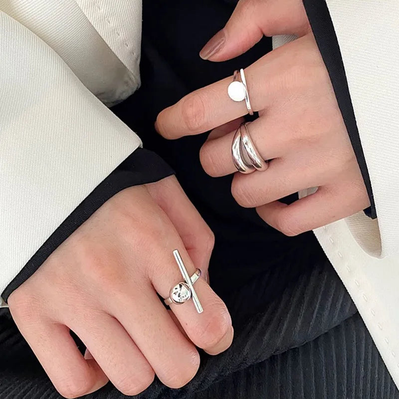 VENTFILLE 925 Sterling Silver Rings New Fashion Party Jewelry Vintage Charm Double Layer Geometric Nail Design Accessories Gifts