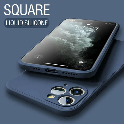 Luxury Liquid Blue Silicone Phone Case For iPhone 11 12 13 14 15 Pro Max Mini Xs X XR 6 6s 7 8 Plus SE Thin Soft Cover Fundas