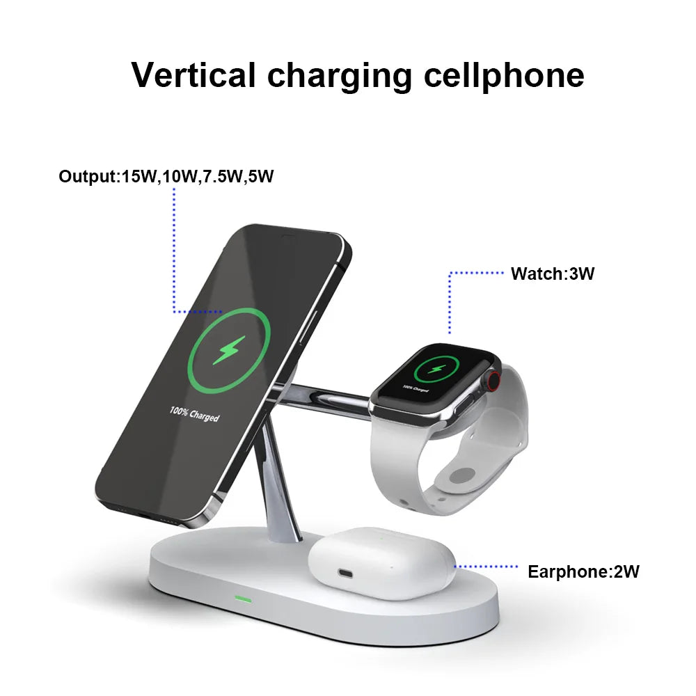 3 in 1 Wireless Charger Stand For iPhone 12 13 14 15 16 Fast Charging Station for Apple Watch 10 9 8 7 6 5 4 Airpods 2 3 Pro