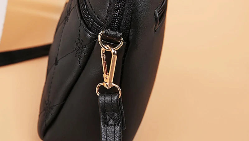 New Arrival Simple Shoulder Bags for Women Embroidery Heart Crossbody Purse Female Leather Black Handbag Small Messenger Bag