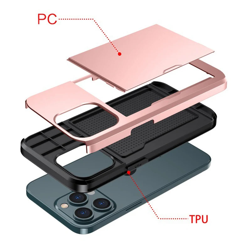 iK05 Fodral för iPhone: Lyxig, droppsäker kortplatsplånbok