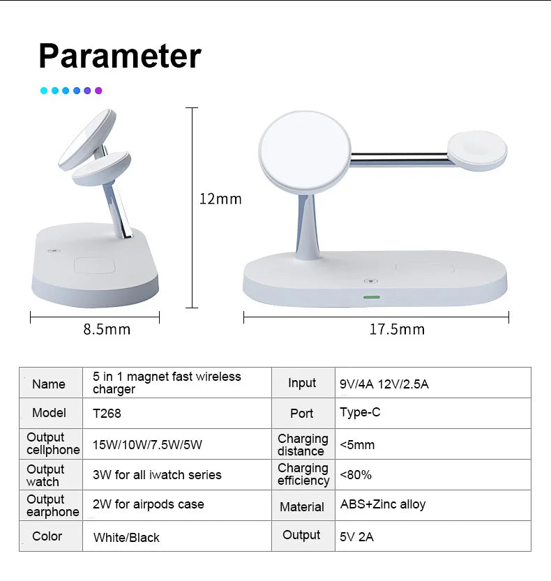 3 in 1 Wireless Charger Stand For iPhone 12 13 14 15 16 Fast Charging Station for Apple Watch 10 9 8 7 6 5 4 Airpods 2 3 Pro