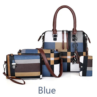 Luxury Handbags plaid Women Bags Designer New tassel Purses and Handbags Set 4 Pieces Bags Female Feminina travel tote