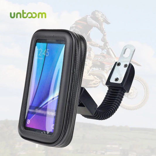 Motorcycle Phone Holder with Waterproof Bag for Rearview Mirror or Handlebar Mount