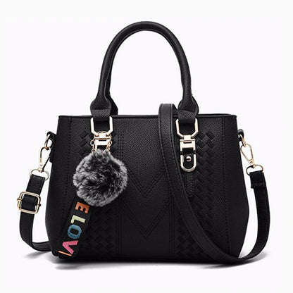 Embroidered Leather Messenger Bags for Women – Handbags with Hairball Detail, Sac à Main, Stylish Ladies' Bags