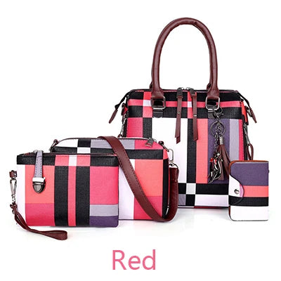 Luxury Handbags plaid Women Bags Designer New tassel Purses and Handbags Set 4 Pieces Bags Female Feminina travel tote