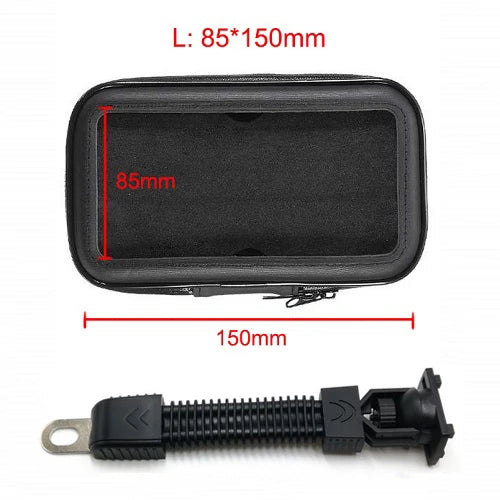 Motorcycle Phone Holder with Waterproof Bag for Rearview Mirror or Handlebar Mount