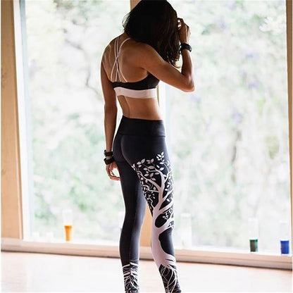 Women's Tree Print Push Up Yoga Leggings for Gym and Workout