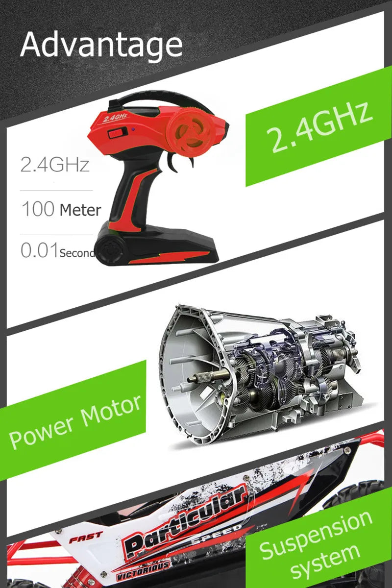 Nya 4WD RC-bilar terrängfjärrkontroll Buggy Truck Racing Drift med LED-ljus RTR-fordon för barnleksakspresenter