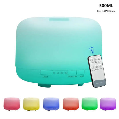 Air Humidifier & Essential Oil Diffuser – Ultrasonic Cool Mist Maker with LED Lamp, 300ML/500ML Capacity, Electric Aroma Diffuser