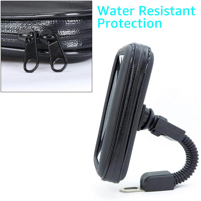 Motorcycle Phone Holder with Waterproof Bag for Rearview Mirror or Handlebar Mount