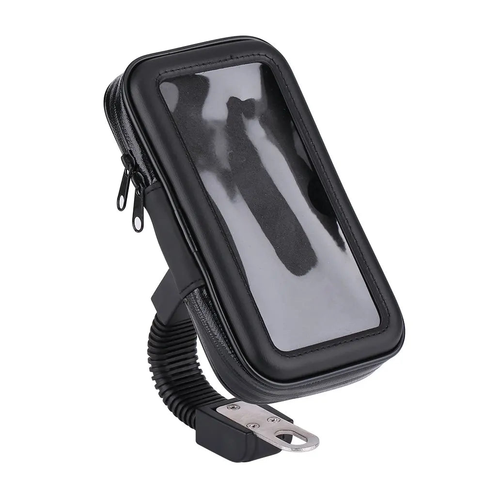 Motorcycle Phone Holder with Waterproof Bag for Rearview Mirror or Handlebar Mount