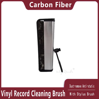 Professional Vinyl Record Brush Portable Anti-Static Carbon Fiber Record Brush + Stylus Brush LP Vinyl Phonograph Player Accesso