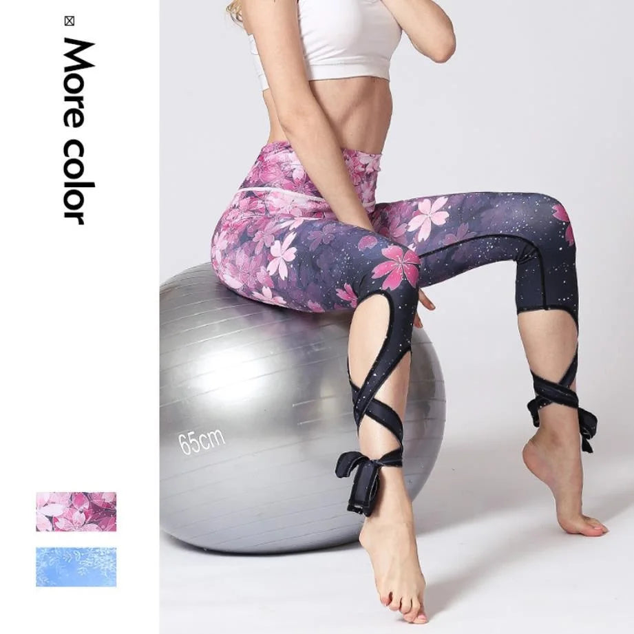 Women's High Waist Flower Yoga Pants Plus Size