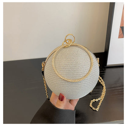 Circular Ring Portable Evening Bags Metal Sliver Round Ball Handbags For Lipstick Elegant Luxury Clutch Purse Wedding Wallets