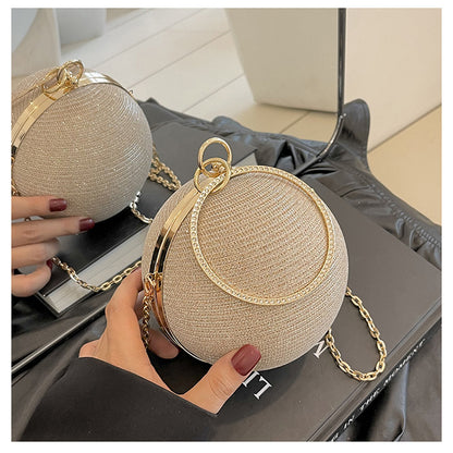 Circular Ring Portable Evening Bags Metal Sliver Round Ball Handbags For Lipstick Elegant Luxury Clutch Purse Wedding Wallets