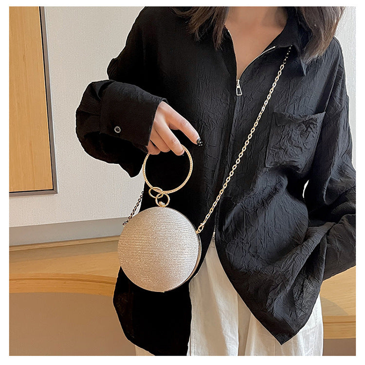 Circular Ring Portable Evening Bags Metal Sliver Round Ball Handbags For Lipstick Elegant Luxury Clutch Purse Wedding Wallets