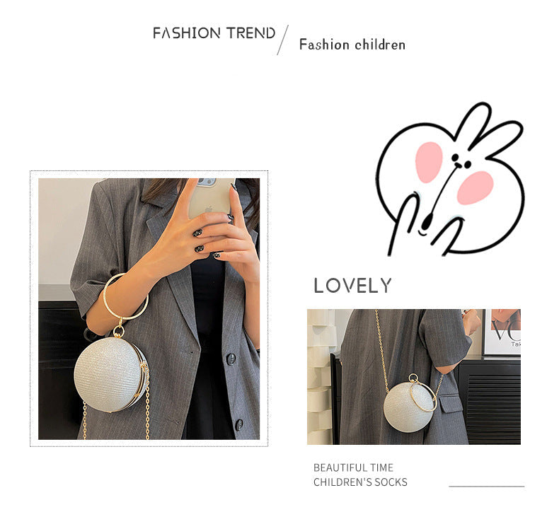 Circular Ring Portable Evening Bags Metal Sliver Round Ball Handbags For Lipstick Elegant Luxury Clutch Purse Wedding Wallets