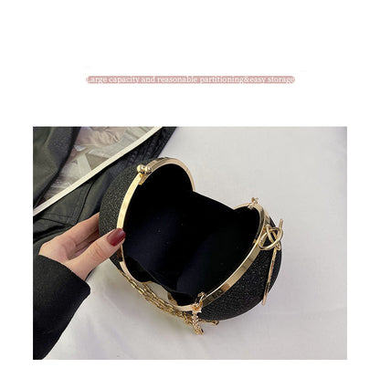 Circular Ring Portable Evening Bags Metal Sliver Round Ball Handbags For Lipstick Elegant Luxury Clutch Purse Wedding Wallets