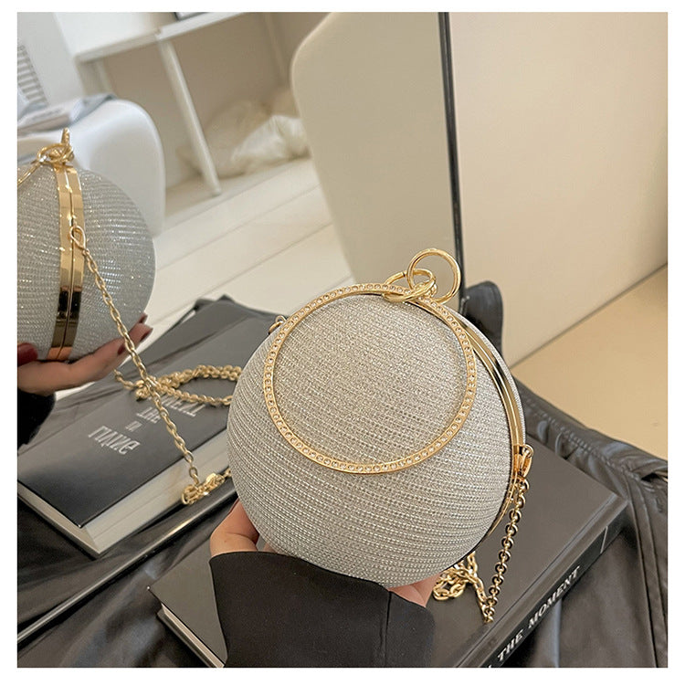 Circular Ring Portable Evening Bags Metal Sliver Round Ball Handbags For Lipstick Elegant Luxury Clutch Purse Wedding Wallets