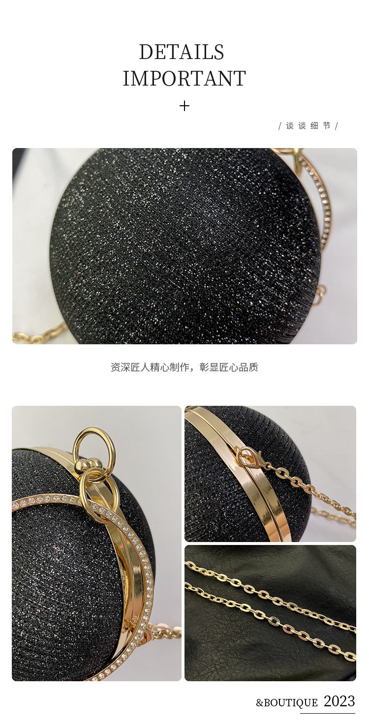 Circular Ring Portable Evening Bags Metal Sliver Round Ball Handbags For Lipstick Elegant Luxury Clutch Purse Wedding Wallets