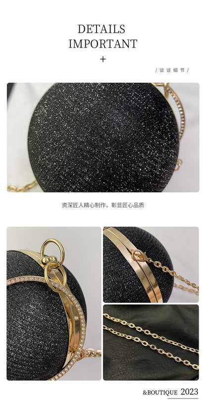 Circular Ring Portable Evening Bags Metal Sliver Round Ball Handbags For Lipstick Elegant Luxury Clutch Purse Wedding Wallets