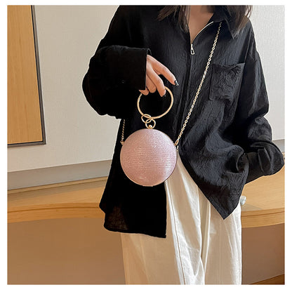 Circular Ring Portable Evening Bags Metal Sliver Round Ball Handbags For Lipstick Elegant Luxury Clutch Purse Wedding Wallets