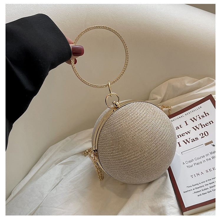 Circular Ring Portable Evening Bags Metal Sliver Round Ball Handbags For Lipstick Elegant Luxury Clutch Purse Wedding Wallets