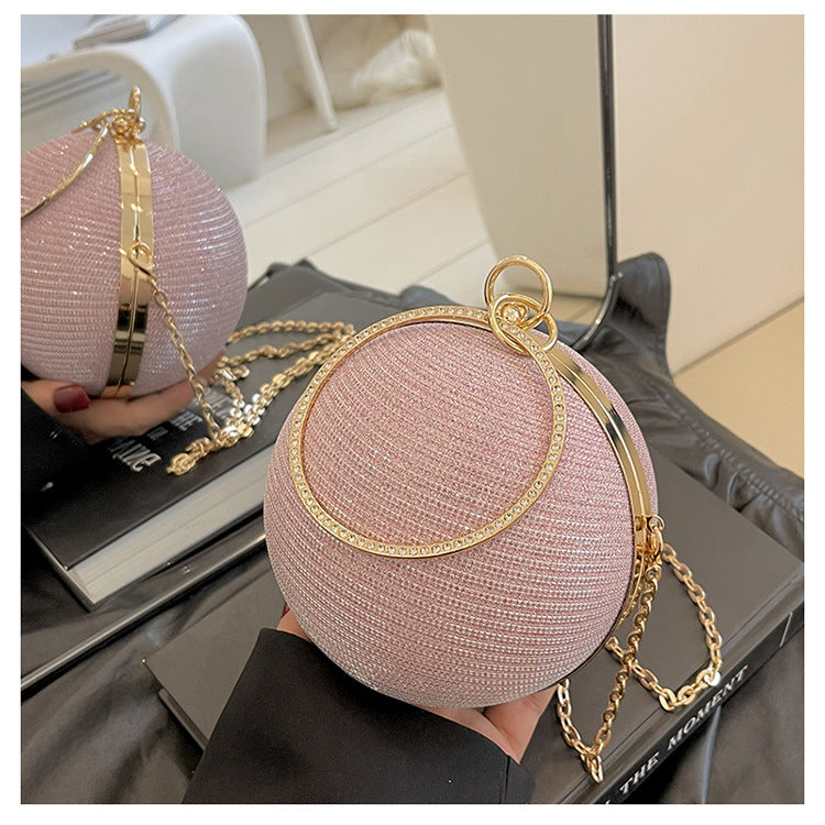 Circular Ring Portable Evening Bags Metal Sliver Round Ball Handbags For Lipstick Elegant Luxury Clutch Purse Wedding Wallets