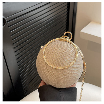 Circular Ring Portable Evening Bags Metal Sliver Round Ball Handbags For Lipstick Elegant Luxury Clutch Purse Wedding Wallets