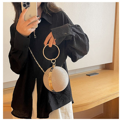 Circular Ring Portable Evening Bags Metal Sliver Round Ball Handbags For Lipstick Elegant Luxury Clutch Purse Wedding Wallets