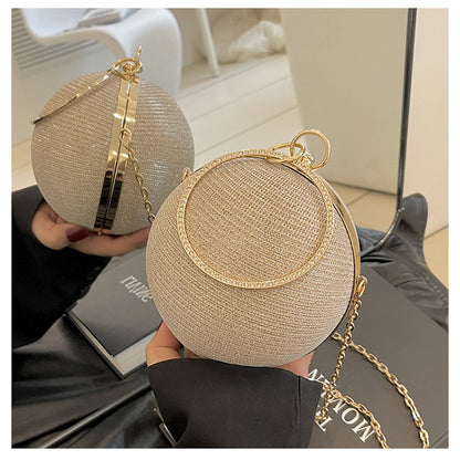 Circular Ring Portable Evening Bags Metal Sliver Round Ball Handbags For Lipstick Elegant Luxury Clutch Purse Wedding Wallets