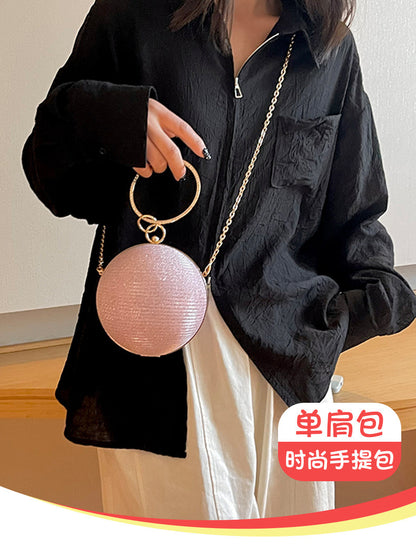 Circular Ring Portable Evening Bags Metal Sliver Round Ball Handbags For Lipstick Elegant Luxury Clutch Purse Wedding Wallets