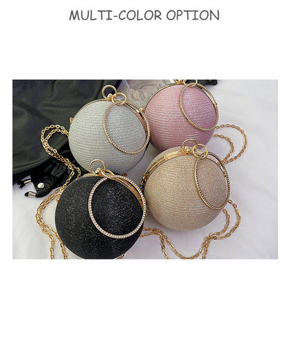 Circular Ring Portable Evening Bags Metal Sliver Round Ball Handbags For Lipstick Elegant Luxury Clutch Purse Wedding Wallets