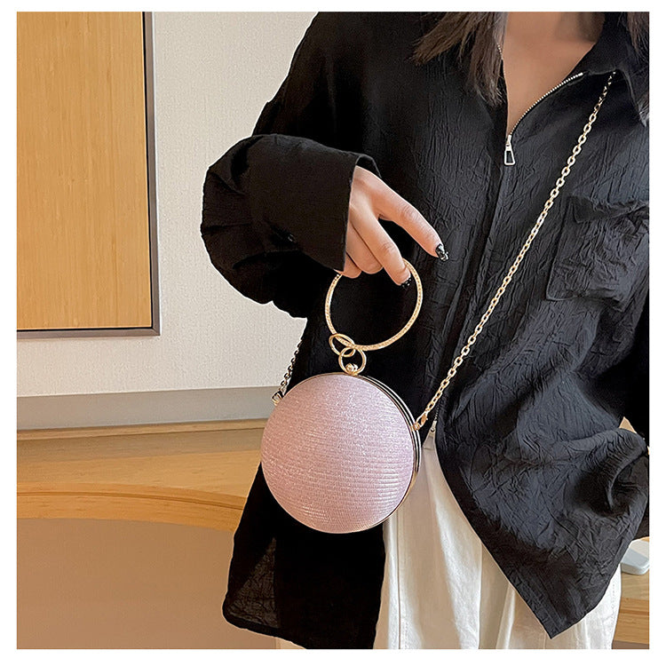 Circular Ring Portable Evening Bags Metal Sliver Round Ball Handbags For Lipstick Elegant Luxury Clutch Purse Wedding Wallets