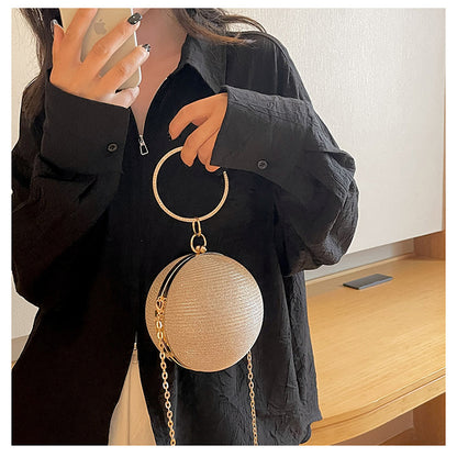 Circular Ring Portable Evening Bags Metal Sliver Round Ball Handbags For Lipstick Elegant Luxury Clutch Purse Wedding Wallets