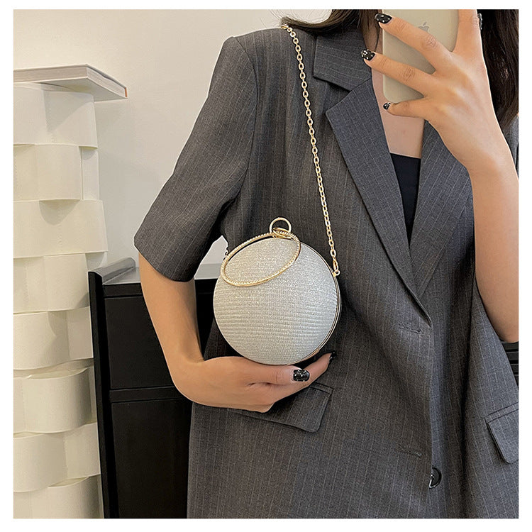 Circular Ring Portable Evening Bags Metal Sliver Round Ball Handbags For Lipstick Elegant Luxury Clutch Purse Wedding Wallets