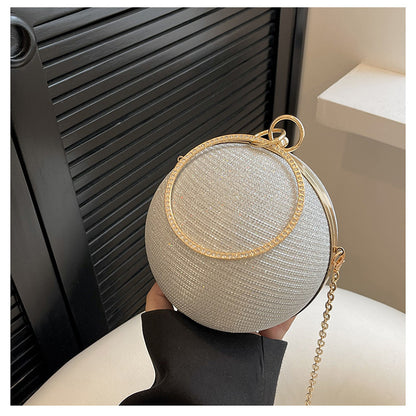 Circular Ring Portable Evening Bags Metal Sliver Round Ball Handbags For Lipstick Elegant Luxury Clutch Purse Wedding Wallets