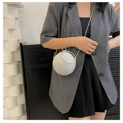 Circular Ring Portable Evening Bags Metal Sliver Round Ball Handbags For Lipstick Elegant Luxury Clutch Purse Wedding Wallets