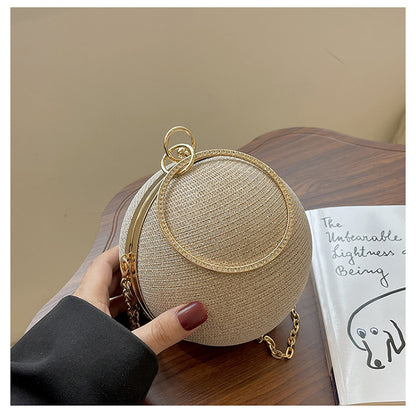 Circular Ring Portable Evening Bags Metal Sliver Round Ball Handbags For Lipstick Elegant Luxury Clutch Purse Wedding Wallets