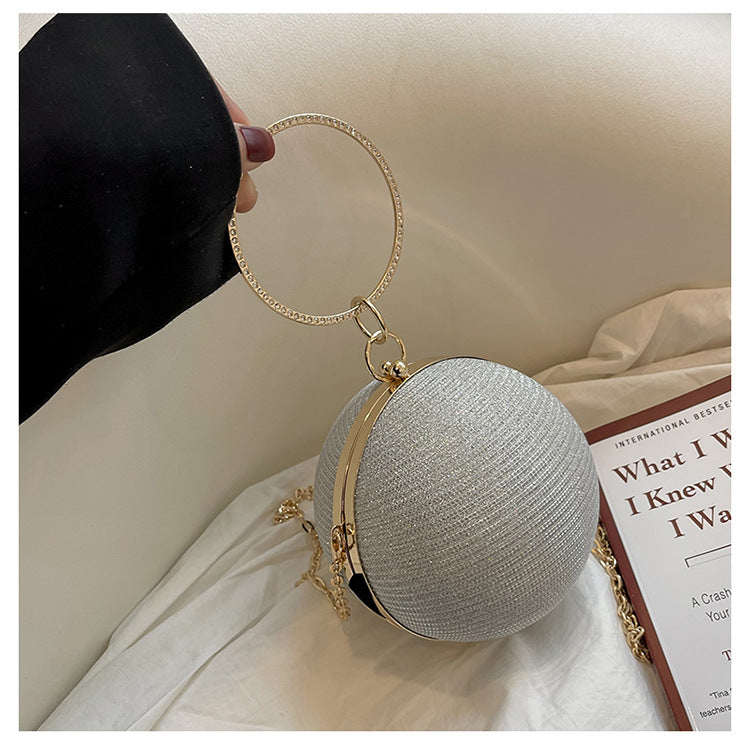 Circular Ring Portable Evening Bags Metal Sliver Round Ball Handbags For Lipstick Elegant Luxury Clutch Purse Wedding Wallets